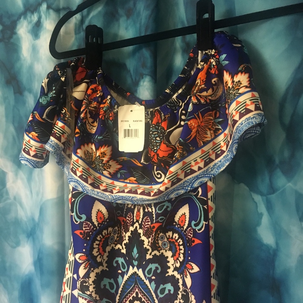 Off the Shoulder Party Printed Sheath Dress - Picture 3 of 3